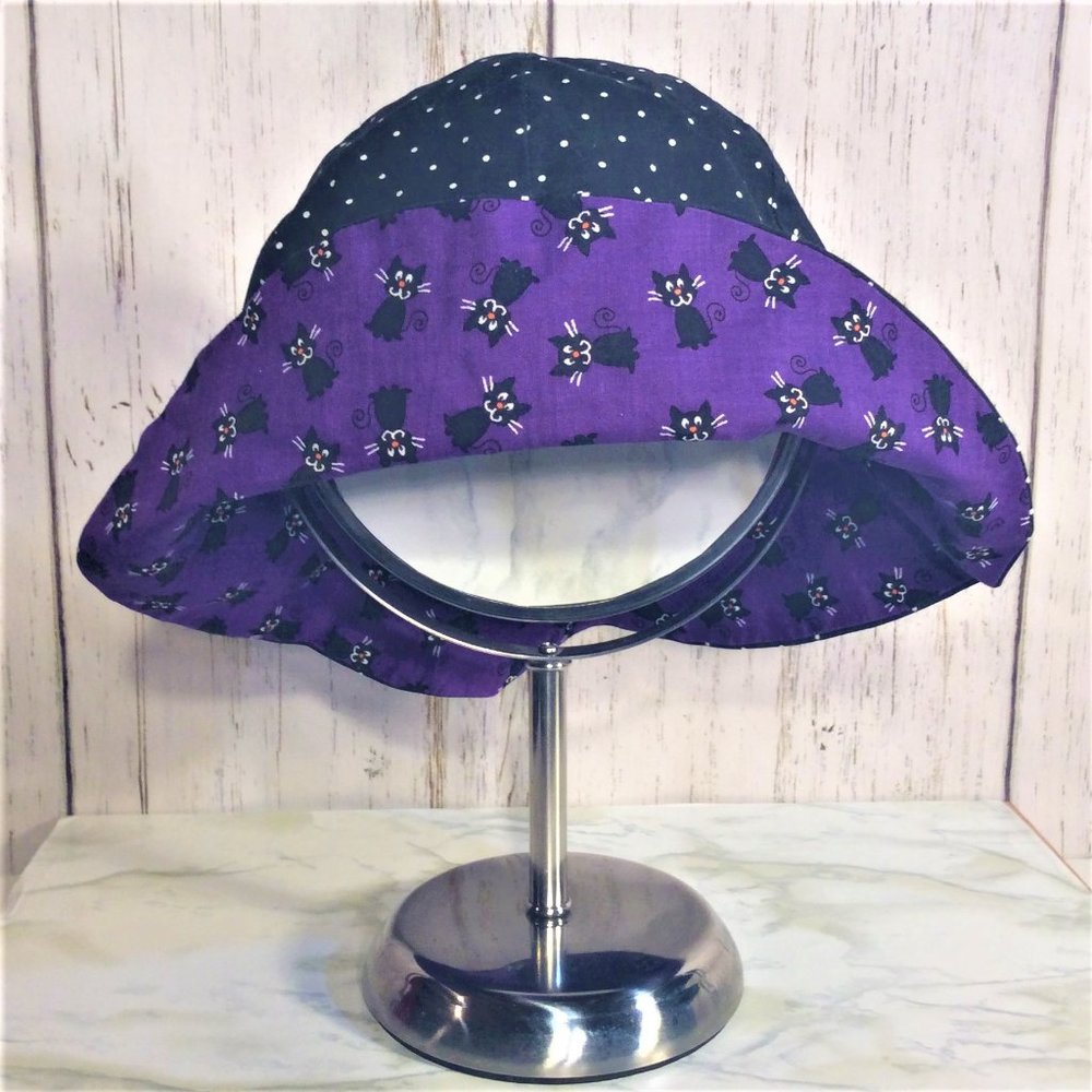 Handmade Infant Toddler Black Cat Bucket Sun Hat